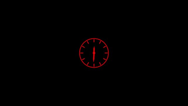 &ldquo;Glowing Red Clock with Circular Outline Animation on Black Background&rdquo;