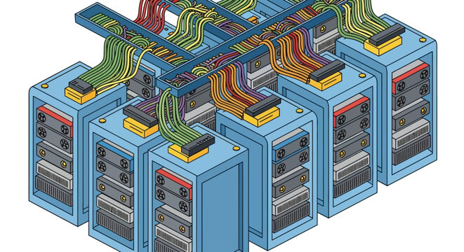 A group of computer server towers.