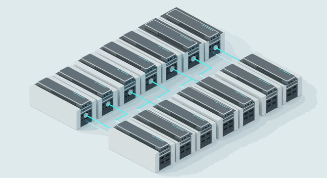 servers connected in a data center.
