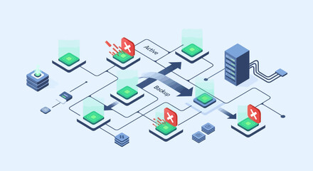 Network security concept with server and devices. © Lim