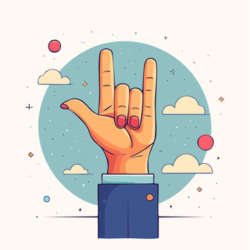 Rock On Hand Gesture Illustration