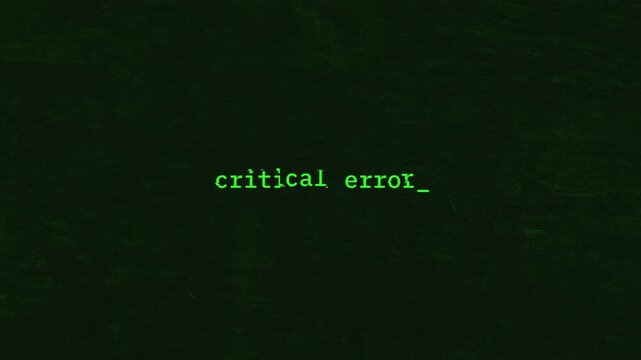 Critical System Error Message Displayed on Vintage CRT Computer Screen Animation