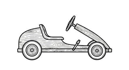 Obraz premium Vintage Wooden Go-Kart Illustration for Childhood Memories