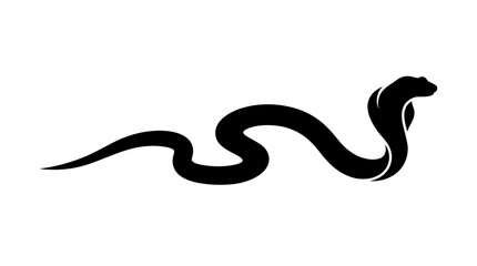 Fototapeta premium Black Cobra Snake Silhouette on White Background.