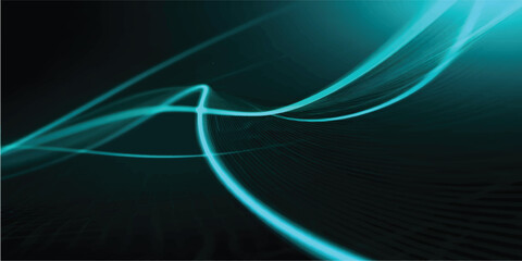 Blue neon stream. High tech abstract curve tunnel background. Striped creative texture. Information transfer in a cyberspace. Rays of light in motion. Seamless loop. © SFahad