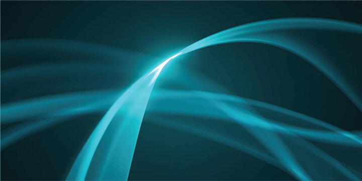 An abstract flowing dynamic loop of bright blue neon light trails forming an intricate interconnected knot against a dark deep blue background representing energy flow and digital connection