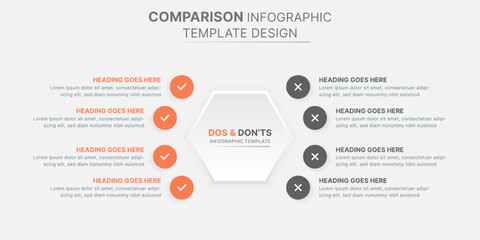 Naklejka premium Dos and Don'ts Comparison Infographic Template with Checkmarks and Crosses