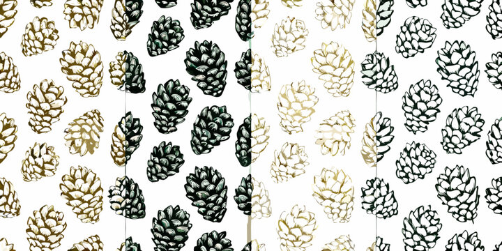 Pinecone pattern a repeating nature inspired illustration on white