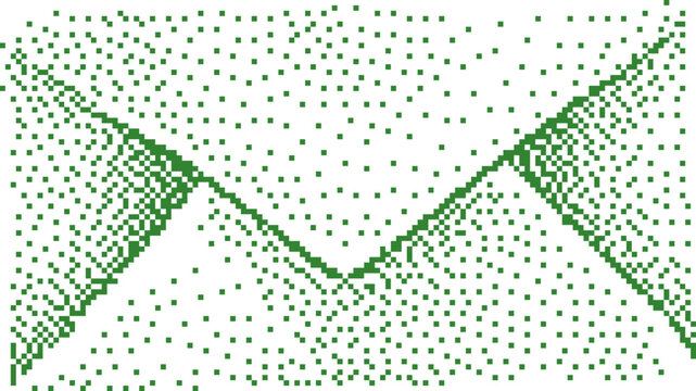 Green dots forming an envelope shape on a white background with copy space for communication concepts