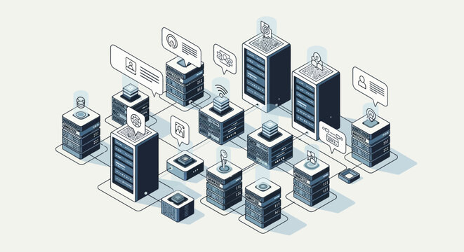 servers and data storage systems network.