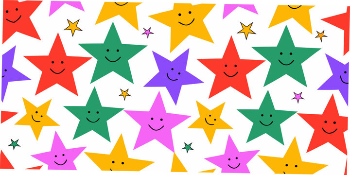 Smiling stars pattern a cheerful seamless vector illustration on white