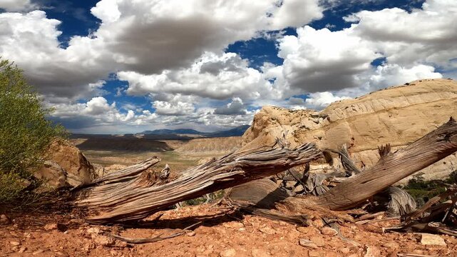 Utah 0808 Burr Trail Switchbacks Desert View Steep Sky Clouds