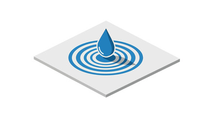 Blue water drop on white square. © Khor
