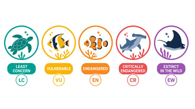 IUCN Red List Conservation Status Icons Illustration.