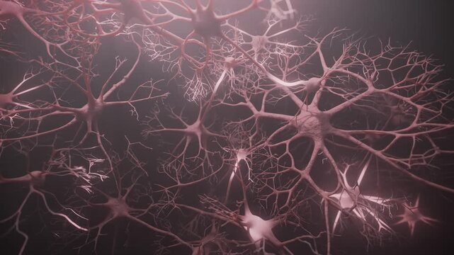 3d rendered illustration of neurons in human brain firing signals.