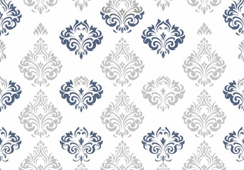 Obraz premium Timeless teal damask wallpaper vector with luxurious antique ornamental floral design