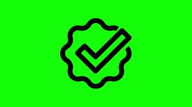 Check mark icon animation set for task completion and validation symbols on green screen background