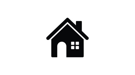 Fototapeta premium House icon black silhouette on white background