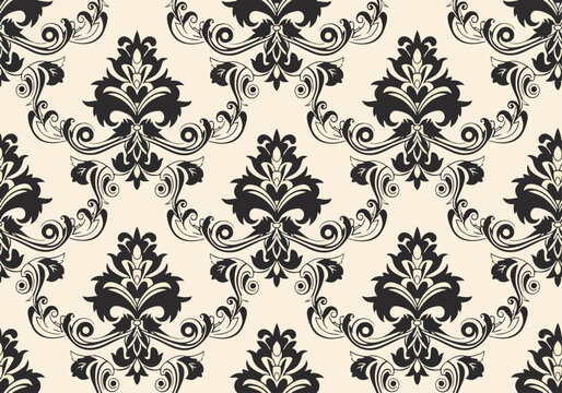 Traditional royal damask seamless vector pattern for luxury wallpaper and textile backgrounds