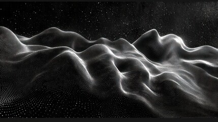 Obraz premium Abstract grayscale landscape of digital mountains in space. Possible use Background for technology, science, or astronomy presentations