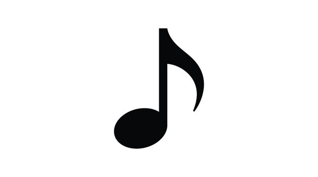 single eighth note icon black silhouette on white background