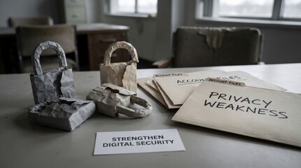 Fototapeta premium Paper Padlocks and Documents Promote Scam Awareness