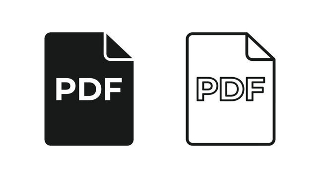 pdf document icon set black and white