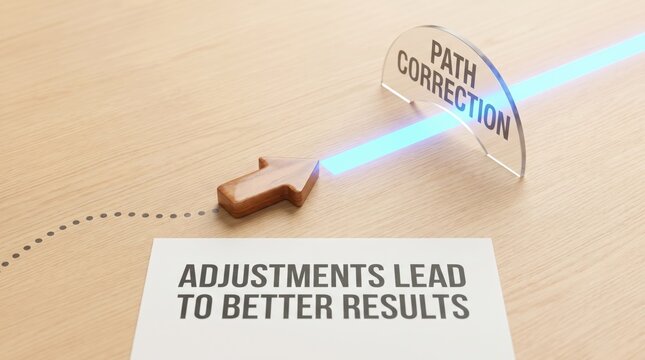 Arrow With Path Correction Sign Shows Adjustments Lead to Better Results