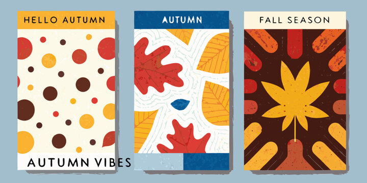 autumn leaf posters a set of three vertical graphic designs