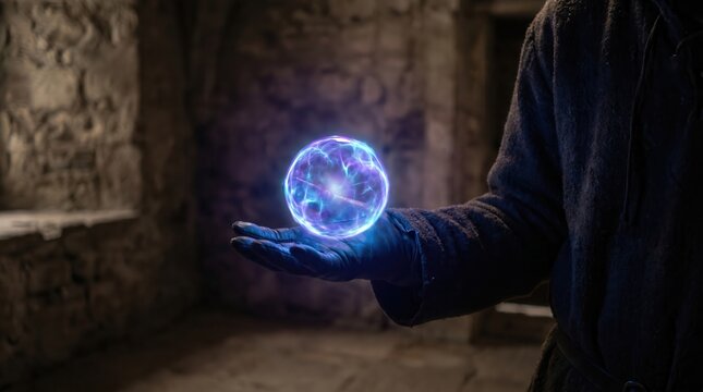 Glowing Energy Sphere Floating S1 2 Held in Hand