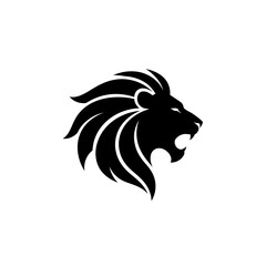 Obraz premium Roaring lion head silhouette logo on white background
