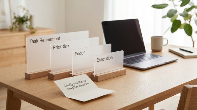 Modern Desk Workstation Setup with Acrylic Task Organizers