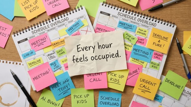 Mental Overload: Sticky Notes Cover Busy Schedule