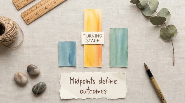 Watercolor Chart Showing Turning Stage and Midpoints Define Outcomes