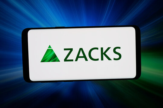 Stuttgart, Germany - 05-13-2026: In this photo illustration, the logo of US company Zacks Investment Research is displayed on a smartphone in front of abstract background on computer screen.