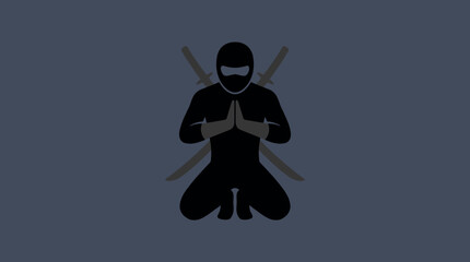 Fototapeta premium ninja silhouette with crossed swords.