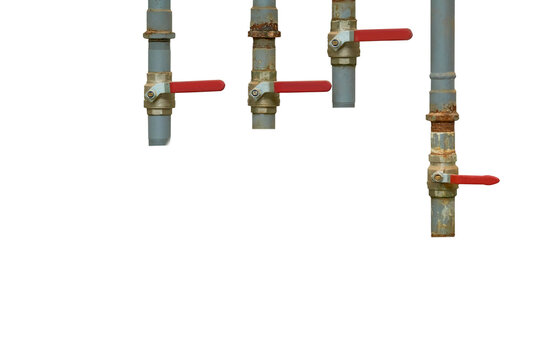 Plumbing contrlol.Water valve shutting isolated on white
