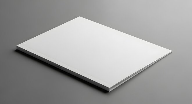 A pristine blank white book mockup presented at a slight angle against a smooth dark gray background ideal for design presentations