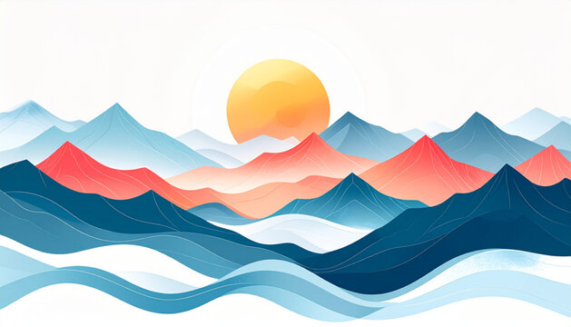 Minimal mountain sun vector