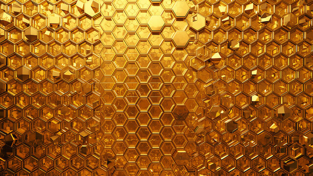 Shiny gold coins scattered on surface