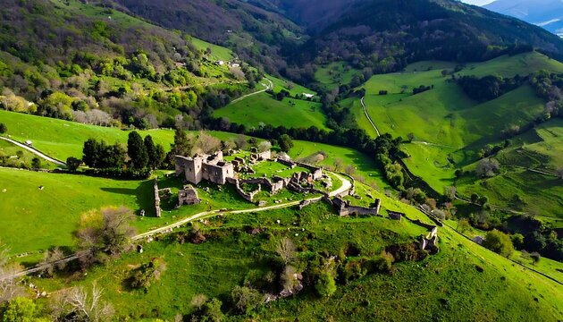 aerial view of green valley village.