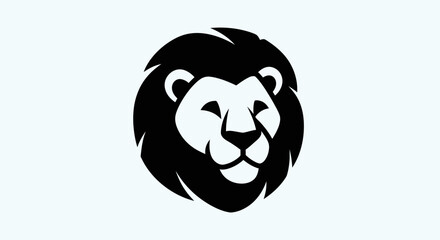 Stylized lion head icon in black and white © Andre