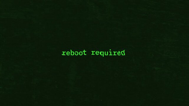Retro System Reboot Required Message on Glitchy CRT Terminal Screen