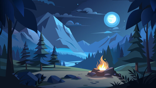 vector illustration of christmas night scene