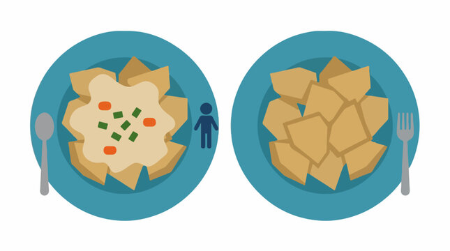 Comparison of two plates with corn chips and cheesy nachos