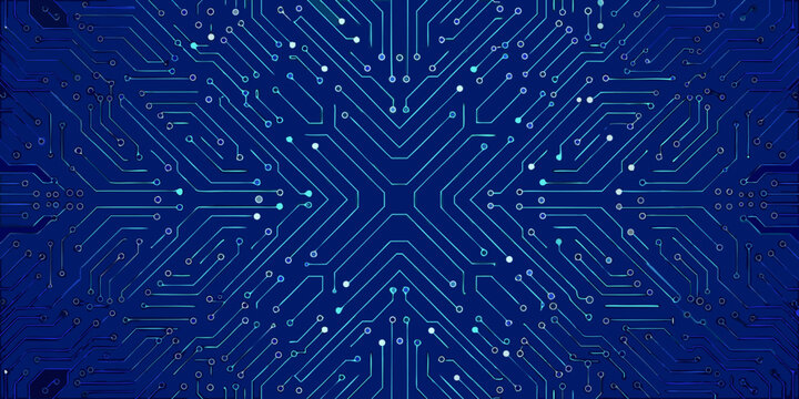 blue circuit board pattern with symmetrical lines and connection points digital illustration high quality professional