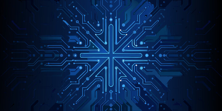 abstract circuit pattern with symmetrical cross shape blue technology background high quality professional detailed modern