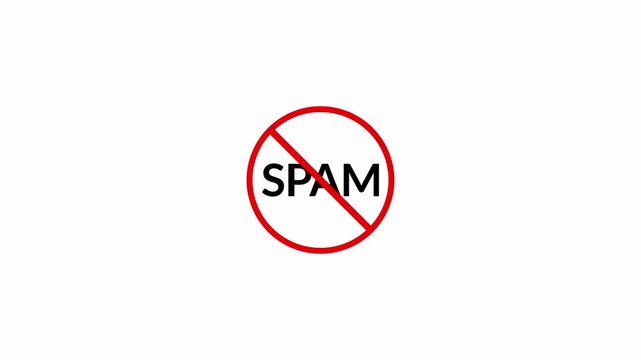  spam symbol animation free zone and clean inbox in 4K animation with alpha channel email security and spam protection icon stop spam concept with red prohibition symbol on transparent background