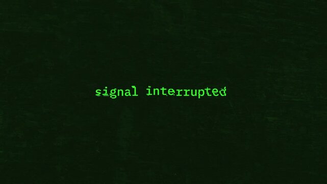 Interrupted Signal Alert on Vintage Green CRT Computer Terminal