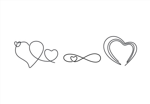 Heart and Infinity Symbol Line Art Elements Collection